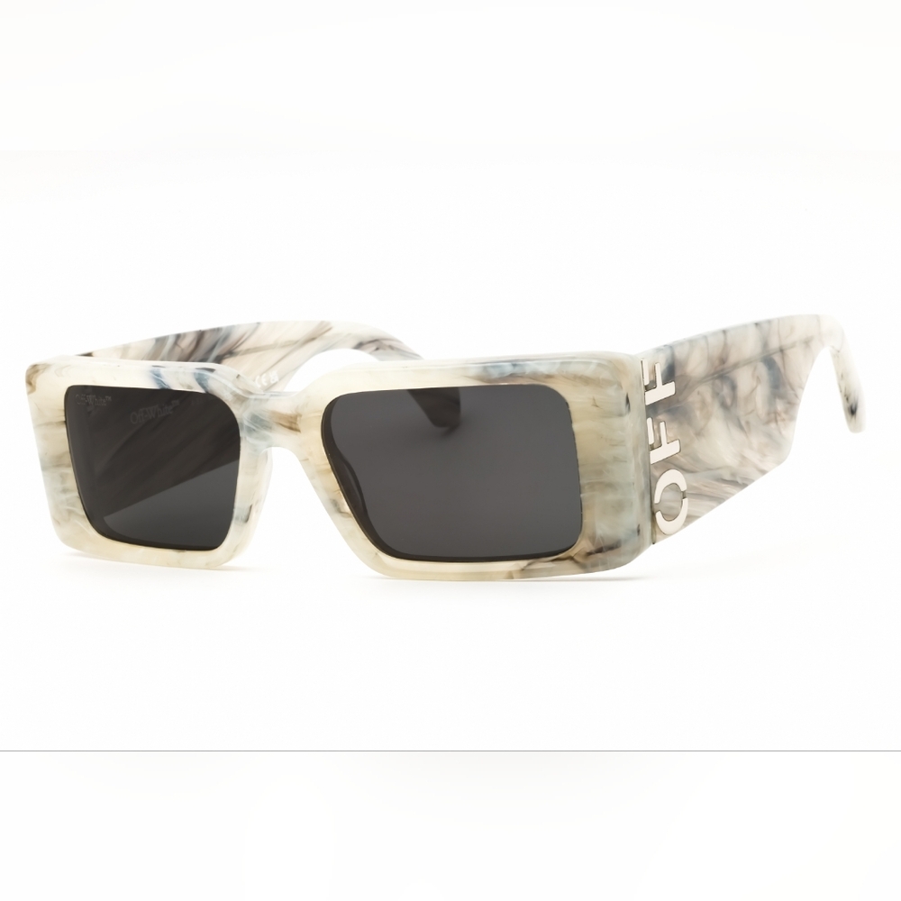 Off-White Marble Effect Sunglasses with Black Lenses